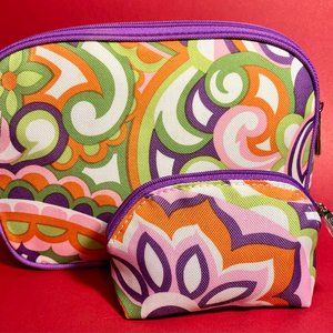 Clinique Cosmetic Bag Bright Multicolor Flower Print Purple NWOT